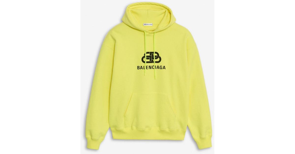 Balenciaga Fleece Bb Hoodie in Lime/Black (Yellow) - Lyst