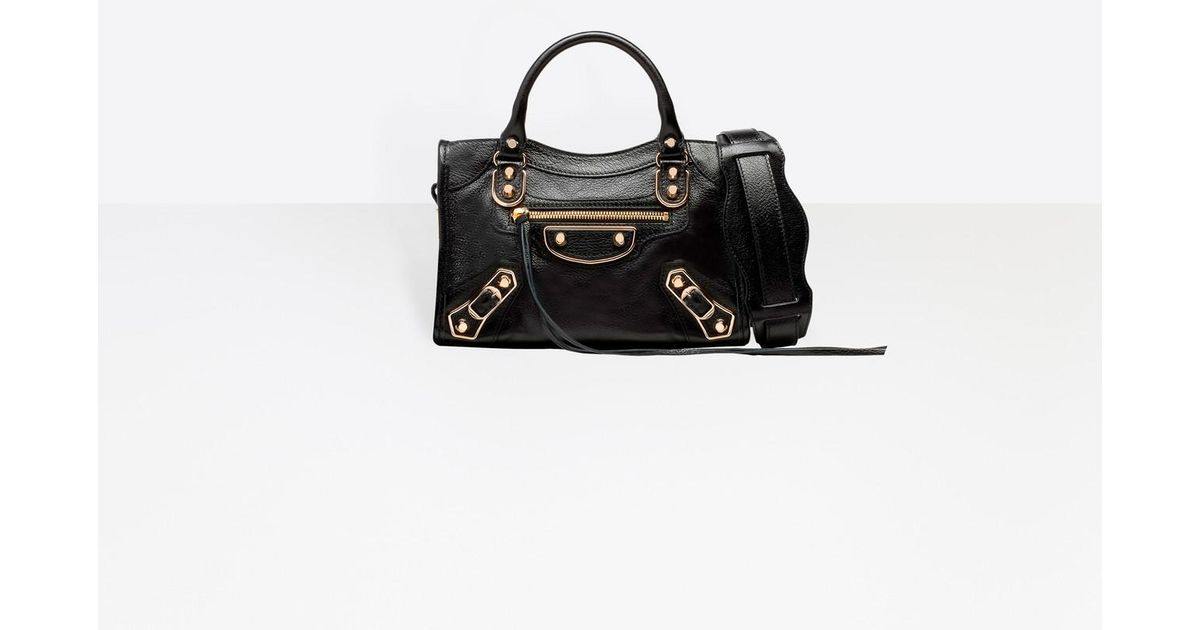 Balenciaga Leather Metallic Edge City Mini Shoulder Bag in Black | Lyst