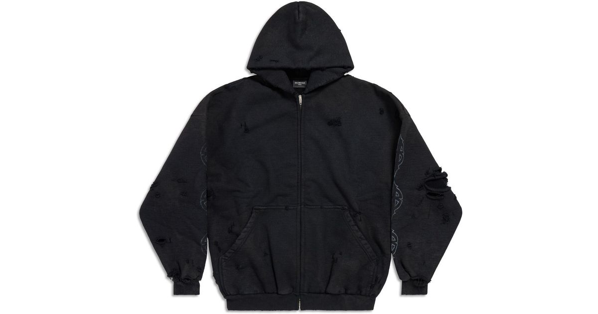 Balenciaga velvet-effect zip-up hoodie - Yellow