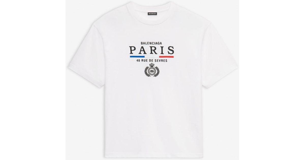Balenciaga Paris Flag Regular T-shirt in White for Men | Lyst Canada