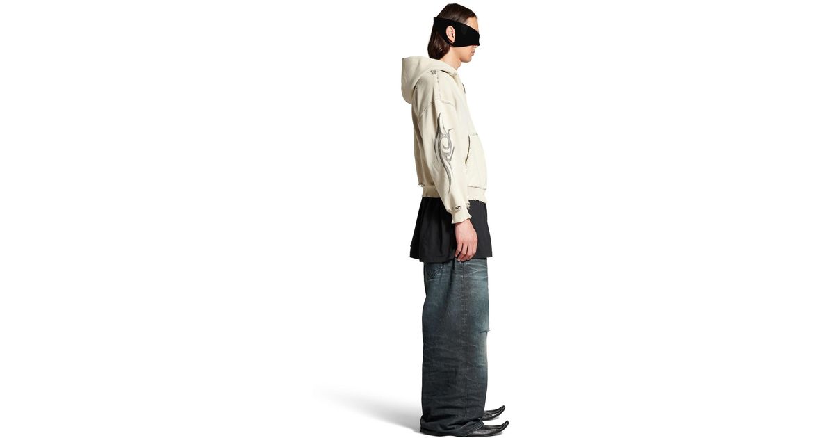 Balenciaga Y2K Zip-Up Hoodie Regular Fit in White for Men | Lyst 