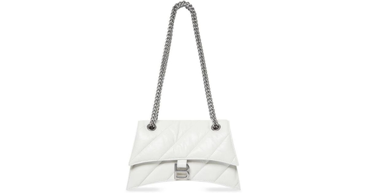Balenciaga Leather Crush Small Chain Bag Quilted in White | Lyst UK