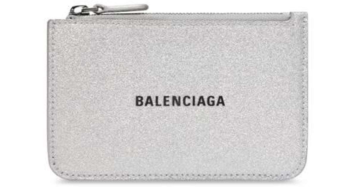 Balenciaga Cash Large Long Coin And Card Holder In Sparkling Fabric in  White | Lyst