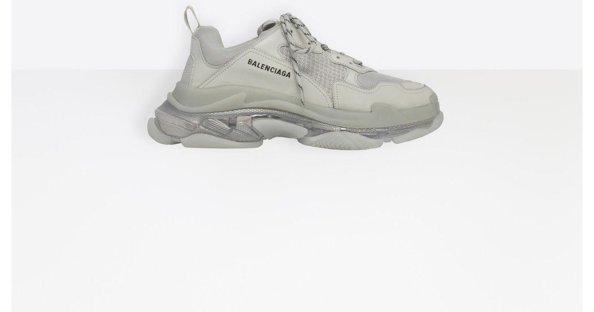 Balenciaga Grey Triple S Clear Sole Sneakers