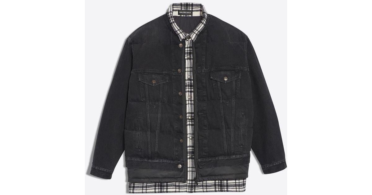 Balenciaga Quilted Denim Jacket in Blue for Men | Lyst