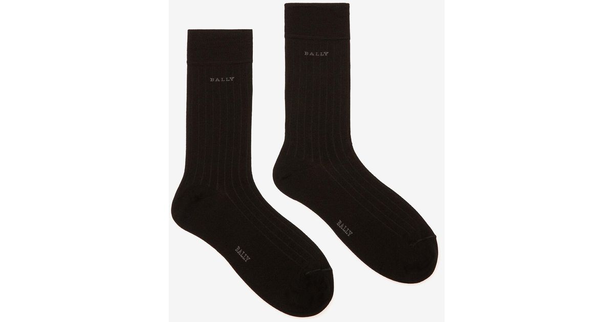 Bally Cotton Ribbed Socks in Black for Men - Lyst