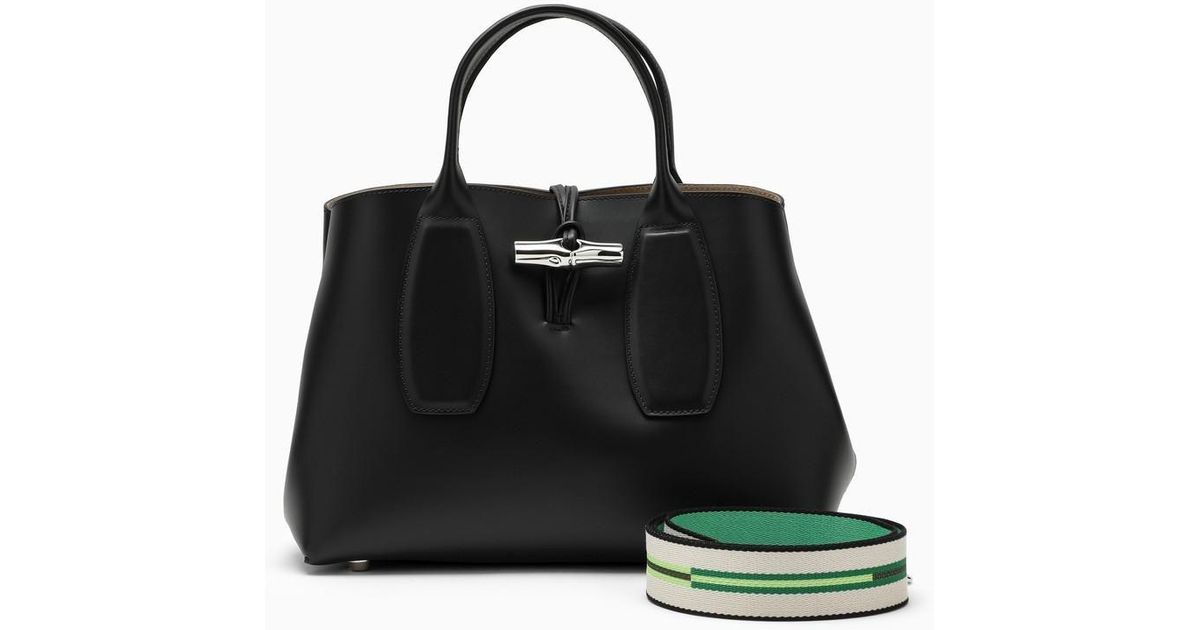 Longchamp Roseau M Black Leather Shoulder Bag Lyst