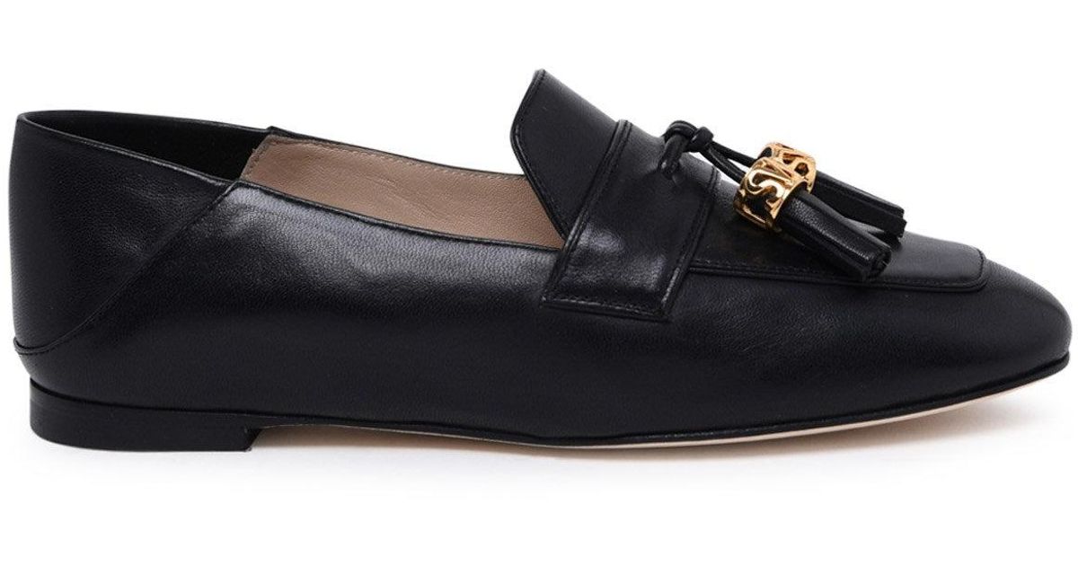 Stuart Weitzman Black Leather Wylie Signature Loafers - Lyst