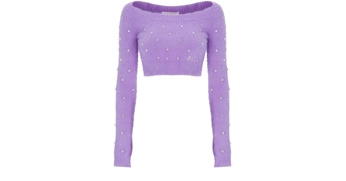 Philosophy Di Lorenzo Serafini Cropped Sweater in Purple | Lyst