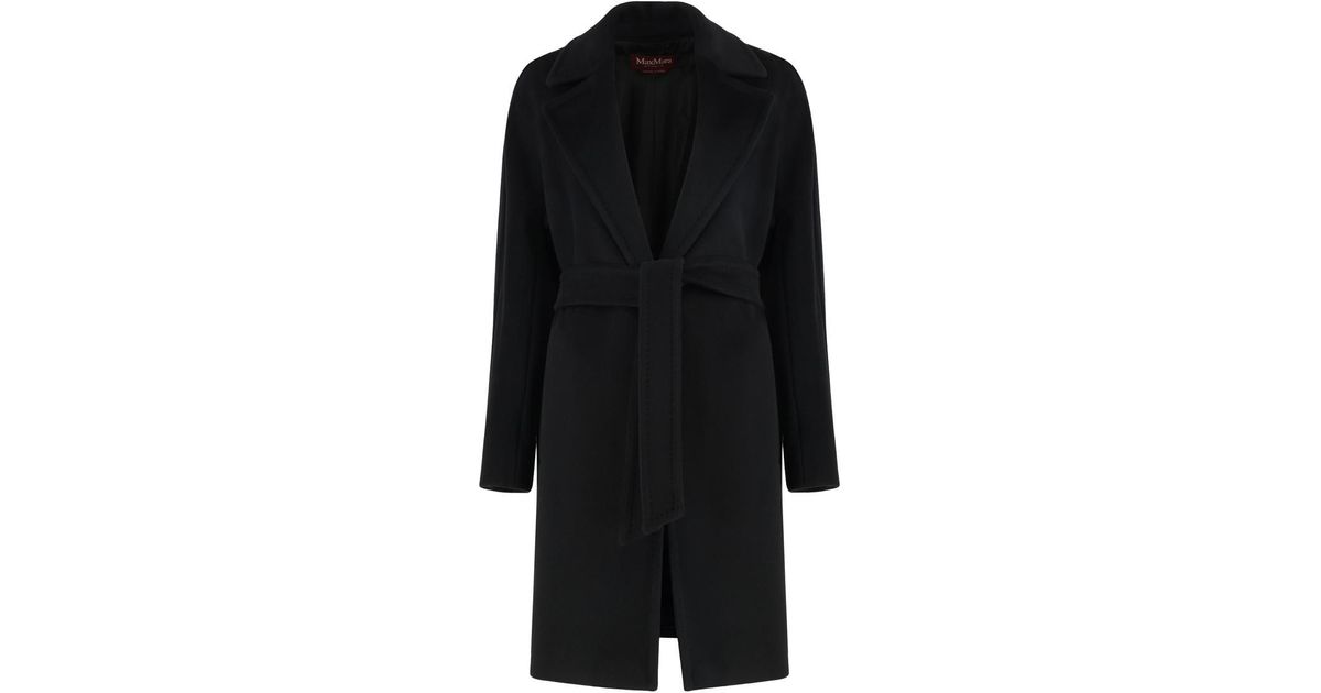 Max Mara Robe Coat In Beaver Wool in Black | Lyst UK