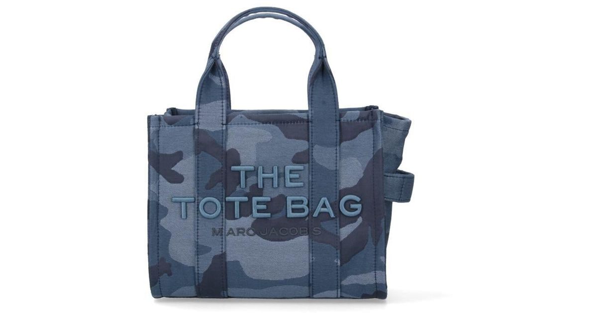 ハンドバッグ MARC JACOBS 'The Camo Jacquard Small Tote' handbag Blue Marc Jacobs: Blue 'The Camo Jacquard Small' Tote | SSENSE Canada
