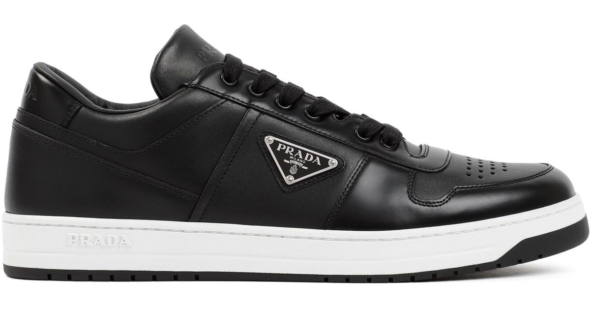 Prada Leather Downtown Sneakers in Black for Men - Save 15% | Lyst