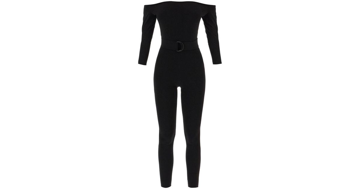 Norma Kamali Catsuit With Additional Belt in Black | Lyst
