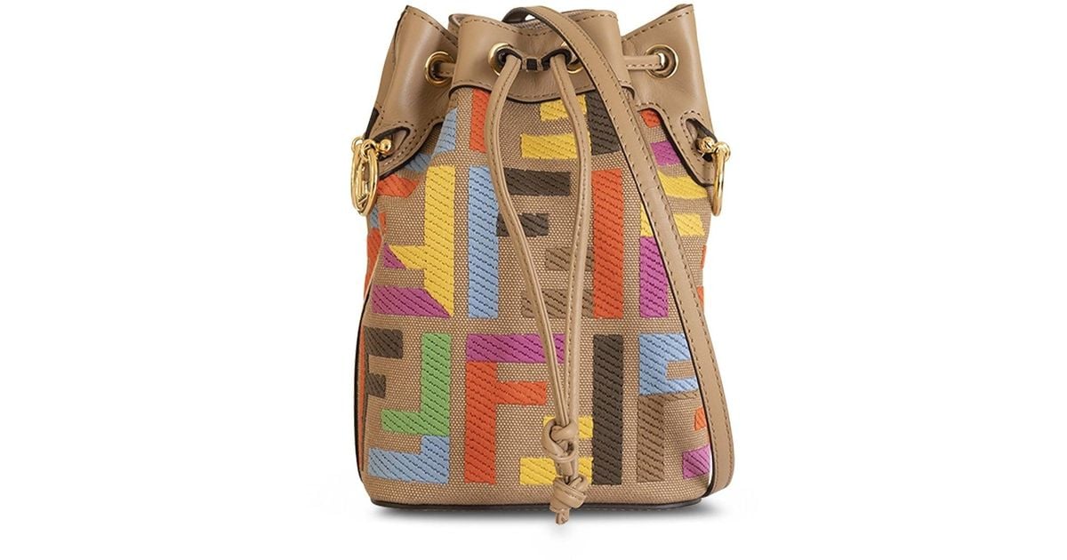 Baguette - Multicolor canvas bag with FF embroidery