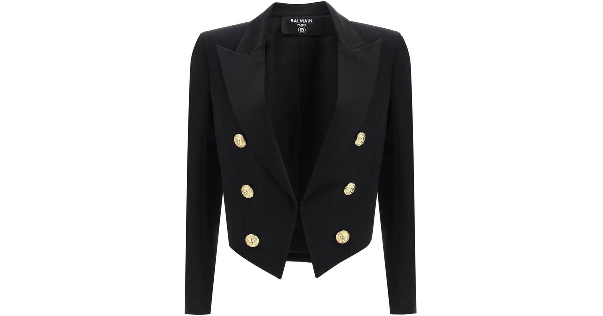 Balmain Spencer Jacket In Grain De Poudre in Black | Lyst