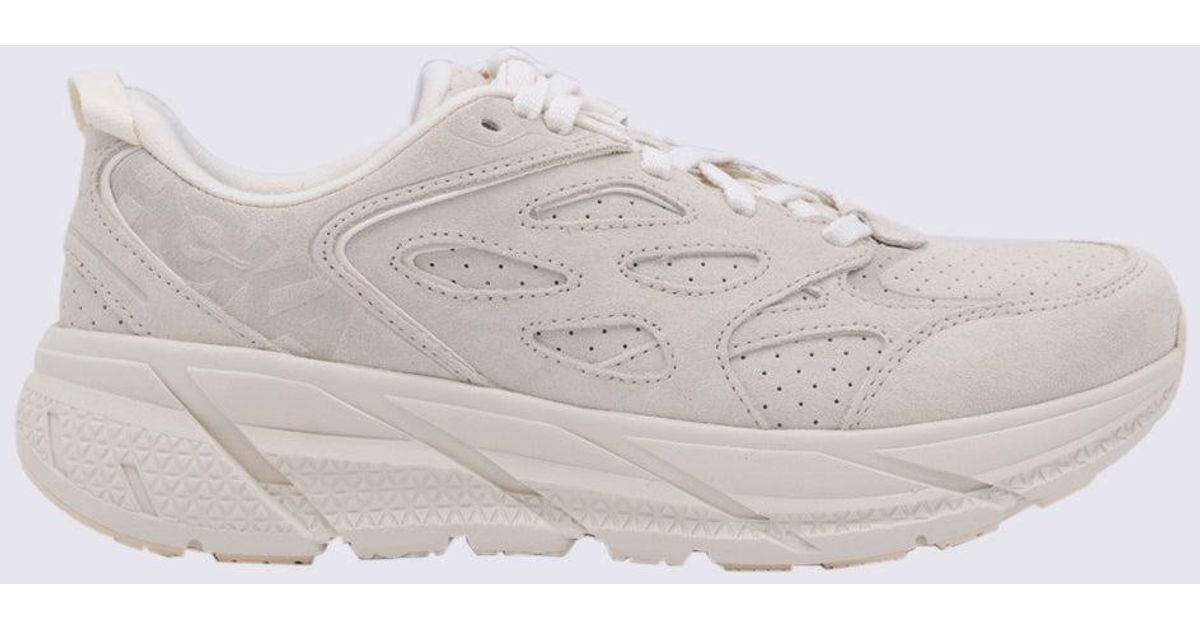 Hoka One One Cream White Suede Sneakers for Men Lyst