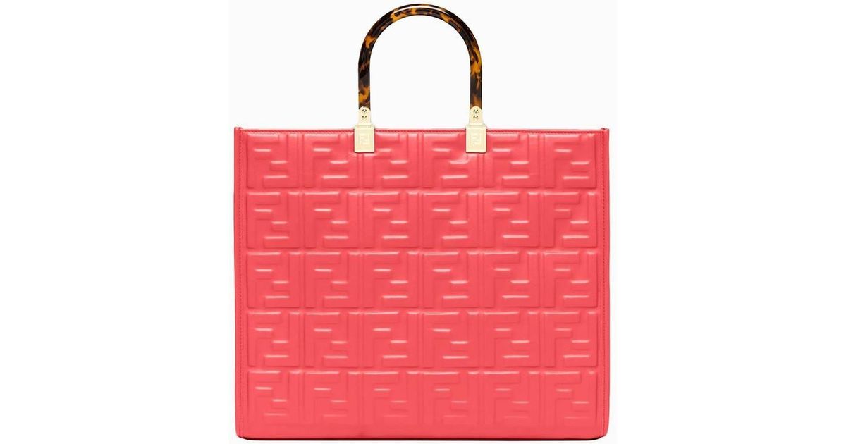 Fendi Medium Sunshine Shopper Bag Pink Dalia in Red | Lyst