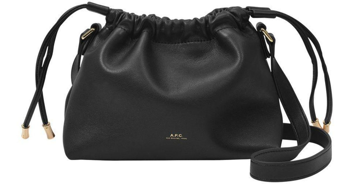 A.P.C. Ninon Mini Hobo Bag in Black | Lyst