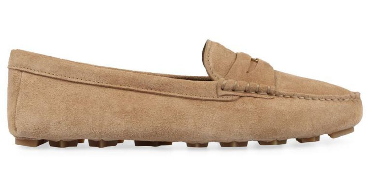 Miu Miu Suede Loafers in Brown | Lyst Canada