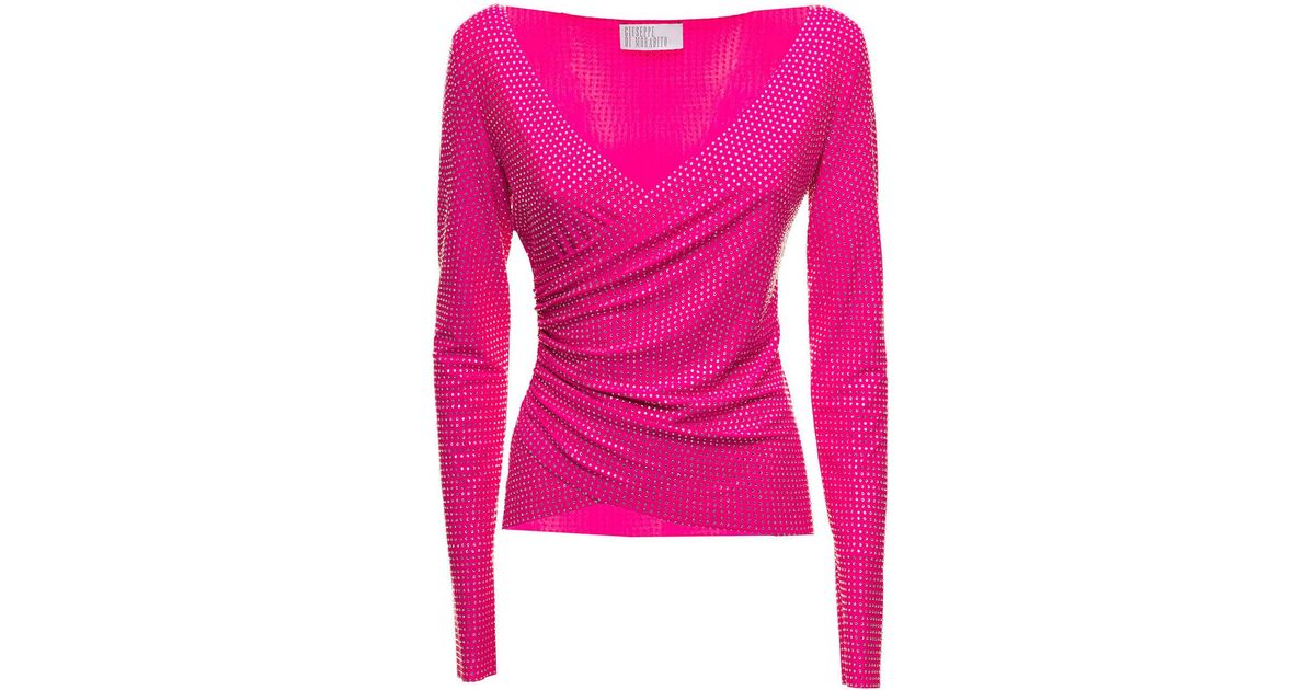 GIUSEPPE DI MORABITO Synthetic Crystal-embellished Lycra Top in Pink | Lyst