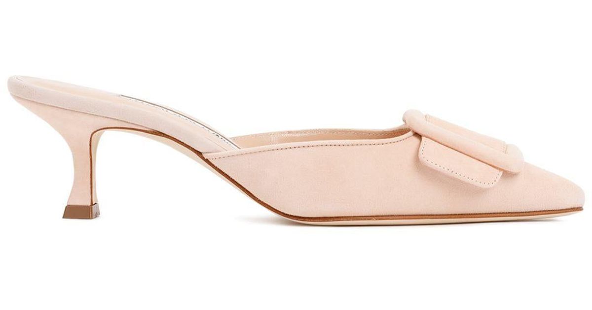 Manolo Blahnik Maysale Mules Shoes in Pink | Lyst