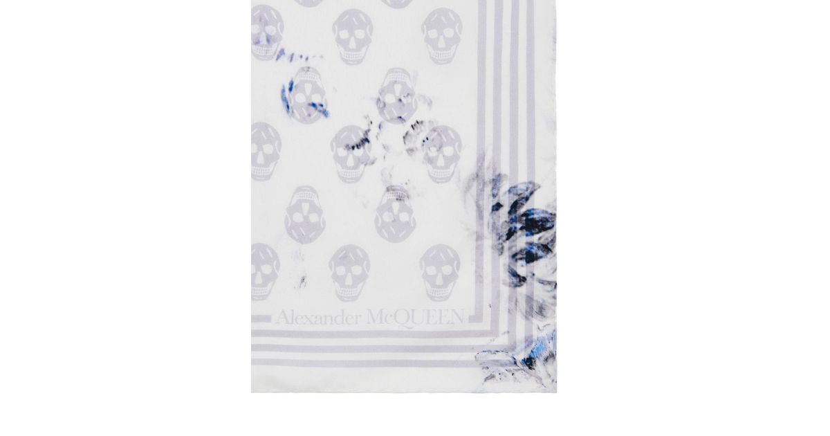 スカーフ Alexander Mcqueen Chiaroscuro Biker Scarf - Twill - Grey McQueen Chiaroscuro Biker Scarf in Gray | Lyst