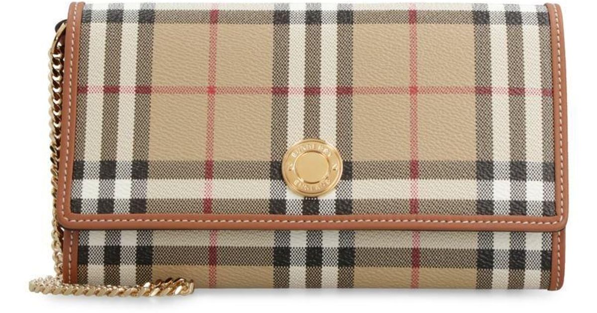 Burberry Check Motif Wallet On Chain in Gray Lyst