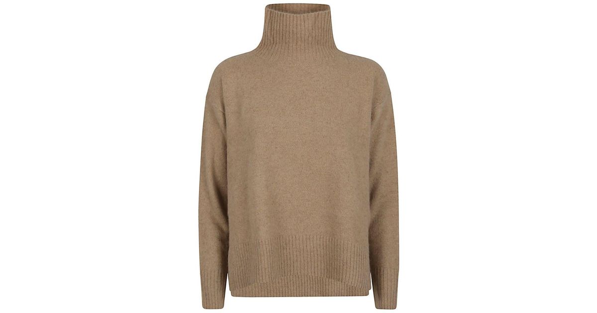 C.t. Plage C.t.plage Wool Blend Turtleneck Sweater in Brown Lyst