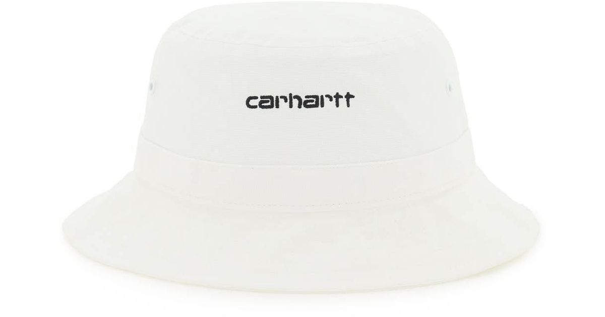 Mens Hats Carhartt WIP Hats White Carhartt WIP Cotton Logo Bucket Hat in White Black Save 49% for Men 