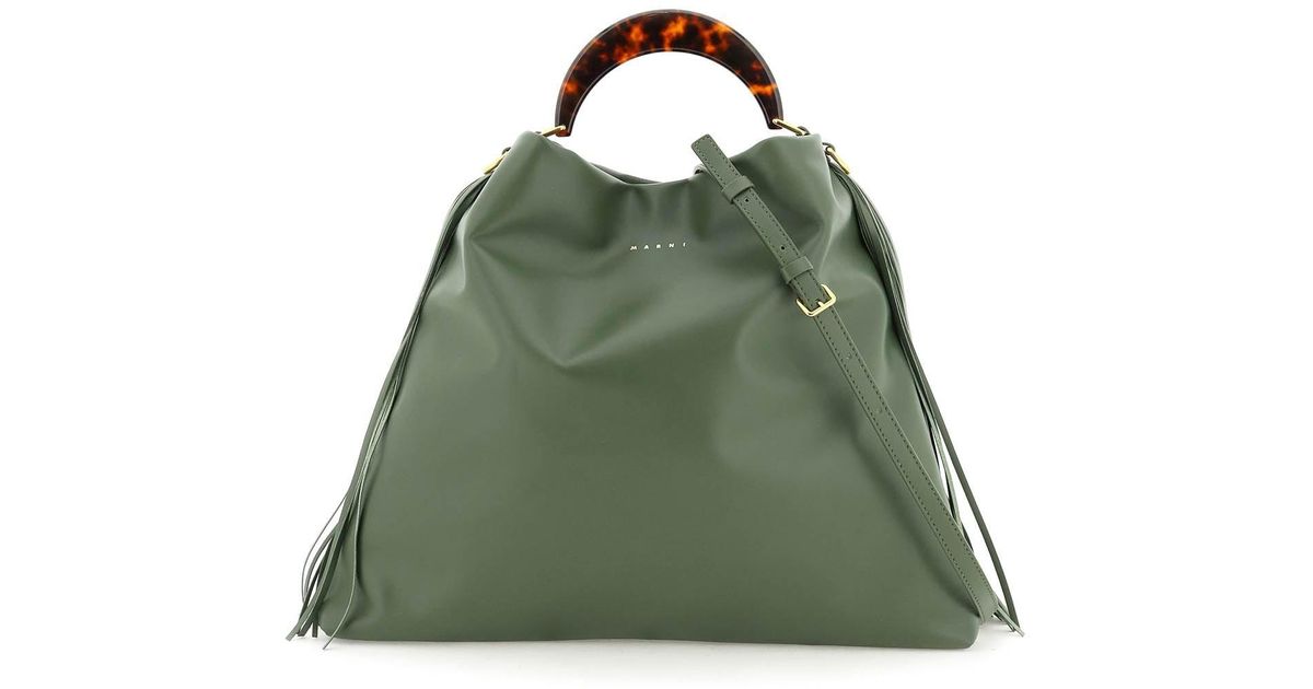Marni Leather Medium Venice Bag With Fringes in Green Save 27 Lyst