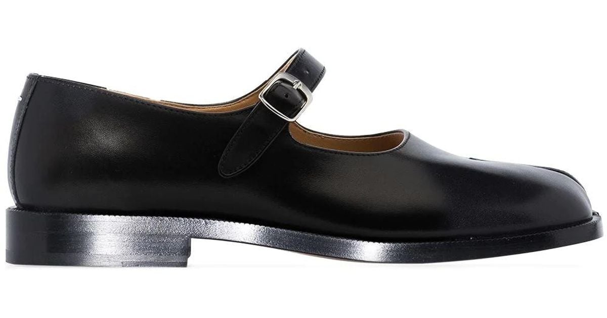 Maison Margiela Leather Tabi Mary-jane Shoes in Black | Lyst
