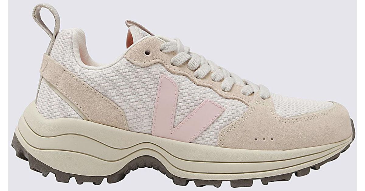 Veja White Canvas And Beige Suede Venturi Sneakers in Natural Lyst