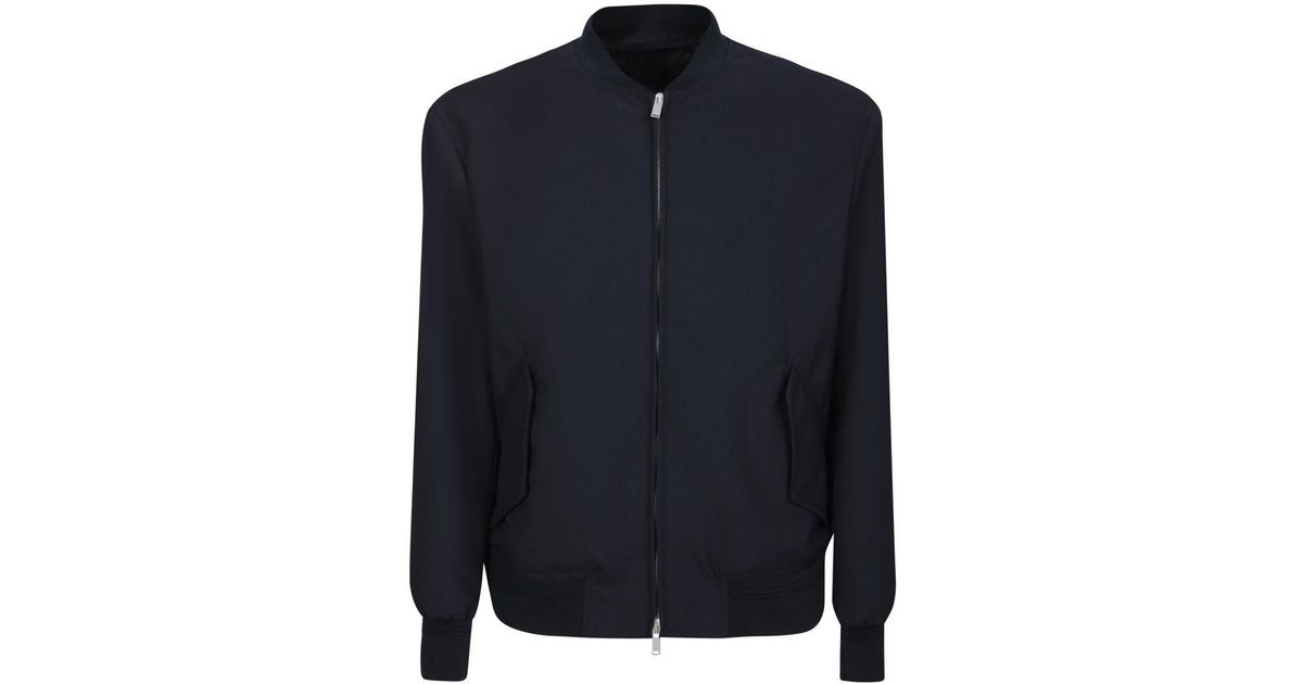 Lardini Blue Wool Bomber Jacket for Men | Lyst