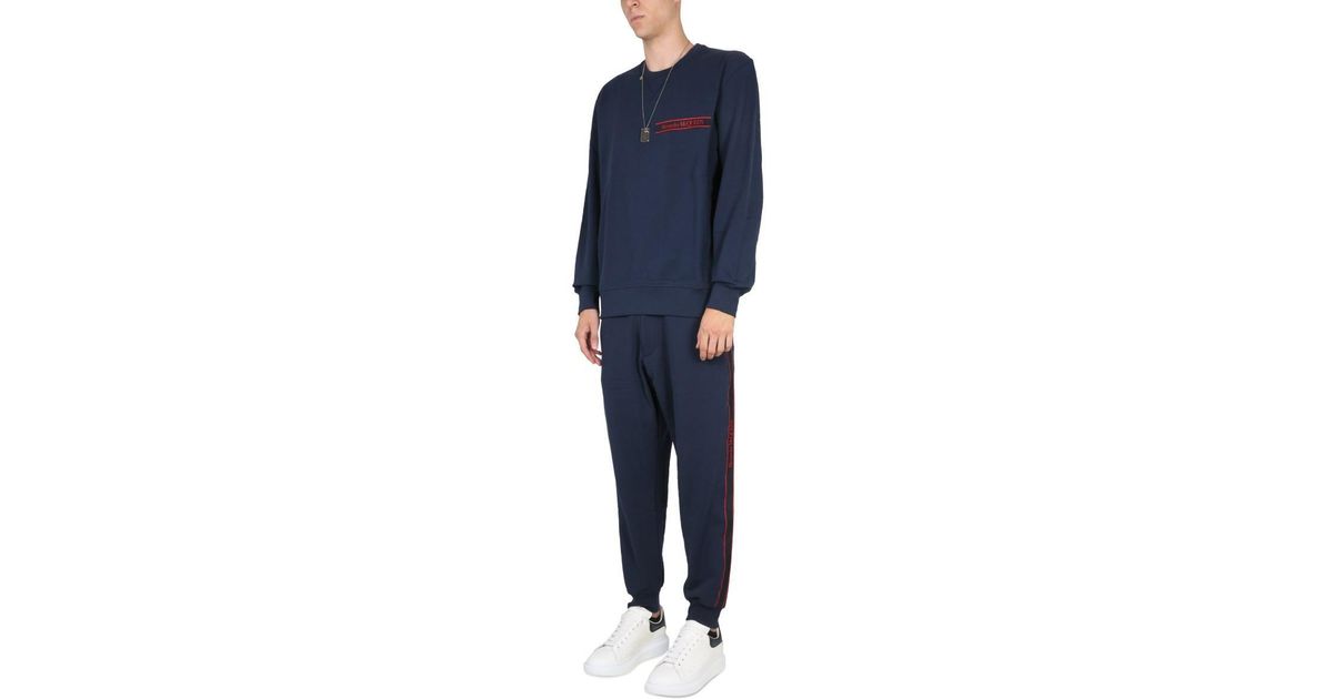 Alexander McQueen jogging Pants With Selvedge Logo Band in Blue for Men