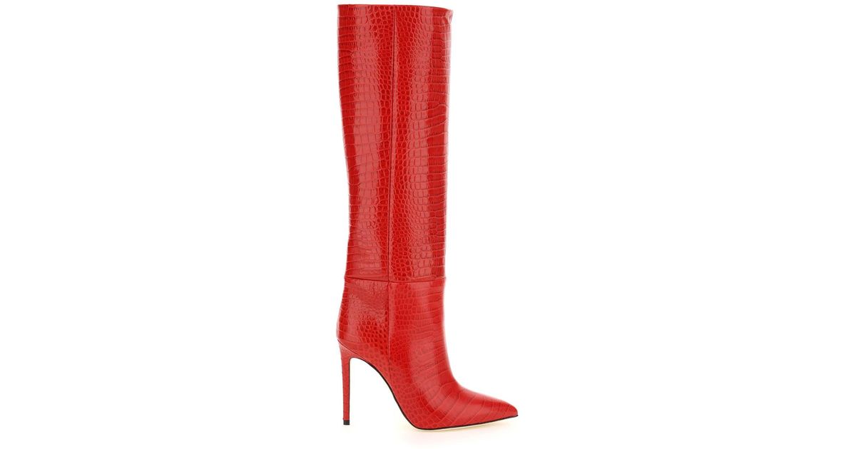 Paris Texas Croco-embossed Leather Boots in Red - Save 36% | Lyst