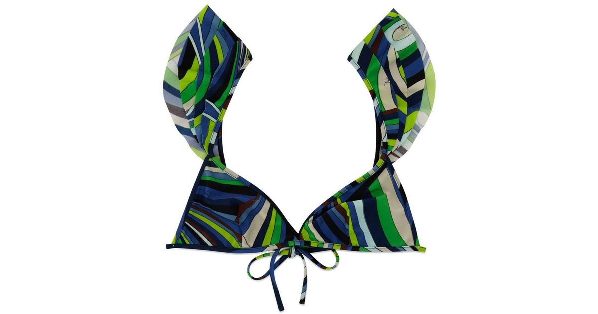 Emilio Pucci Logo Bikini Top in Green | Lyst