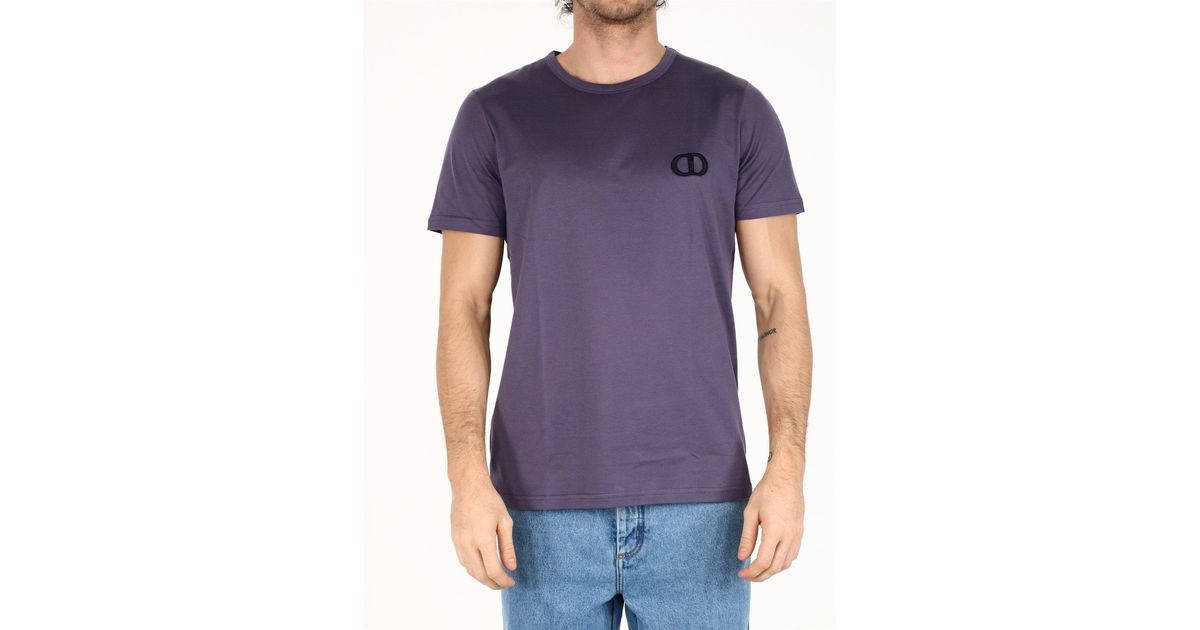 DIOR - T-Shirt - Purple Cotton Jersey CD Icon Logo - Size S *New&Tags*