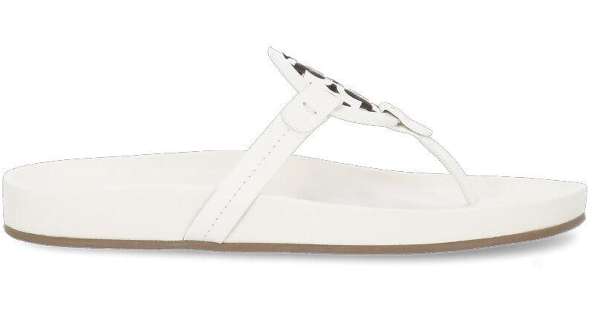 Tory Burch Leather Miller Cloud Flip Flops in White - Save 9% | Lyst