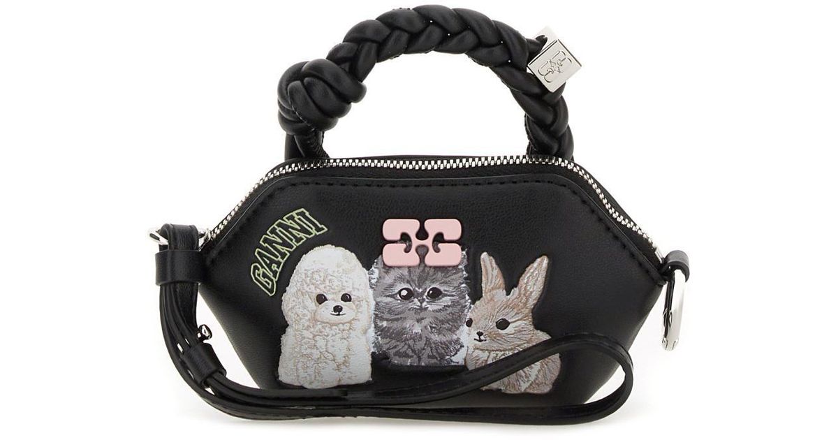 【関税込み】Bou Nano Animals Keyring - Ganni - Leather - Bla GANNI - Bou mini keychain bag Animalier - The Corner