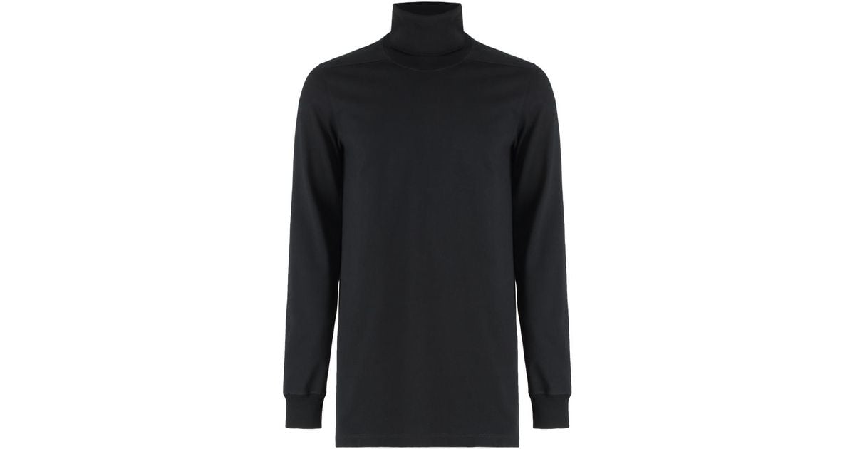 Rick Owens Long Sleeve Cotton Turtleneck in Black for Men | Lyst