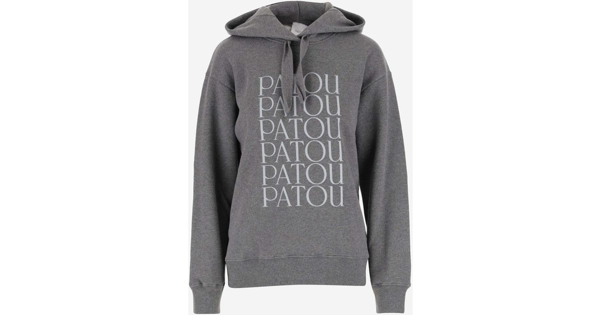 Patou Logo Cotton Hoodie in Gray | Lyst