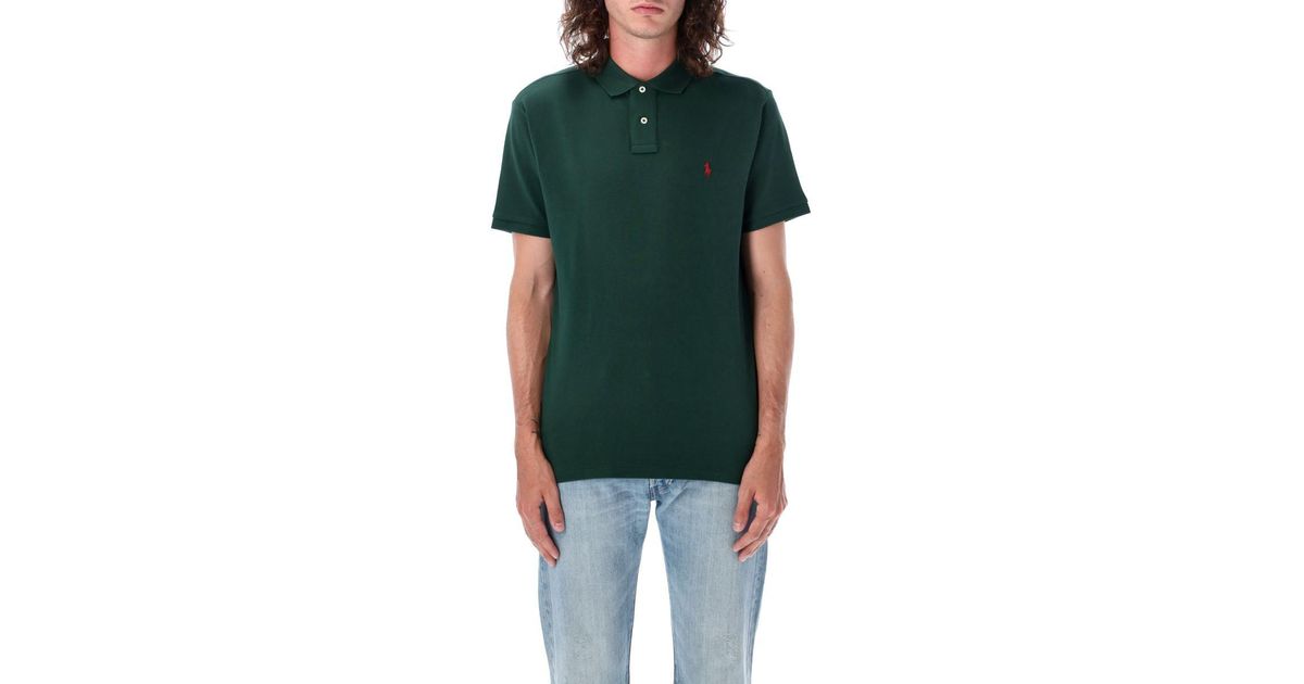 Polo Ralph Lauren Custom Slim Fit Polo Shirt in Green for Men | Lyst UK
