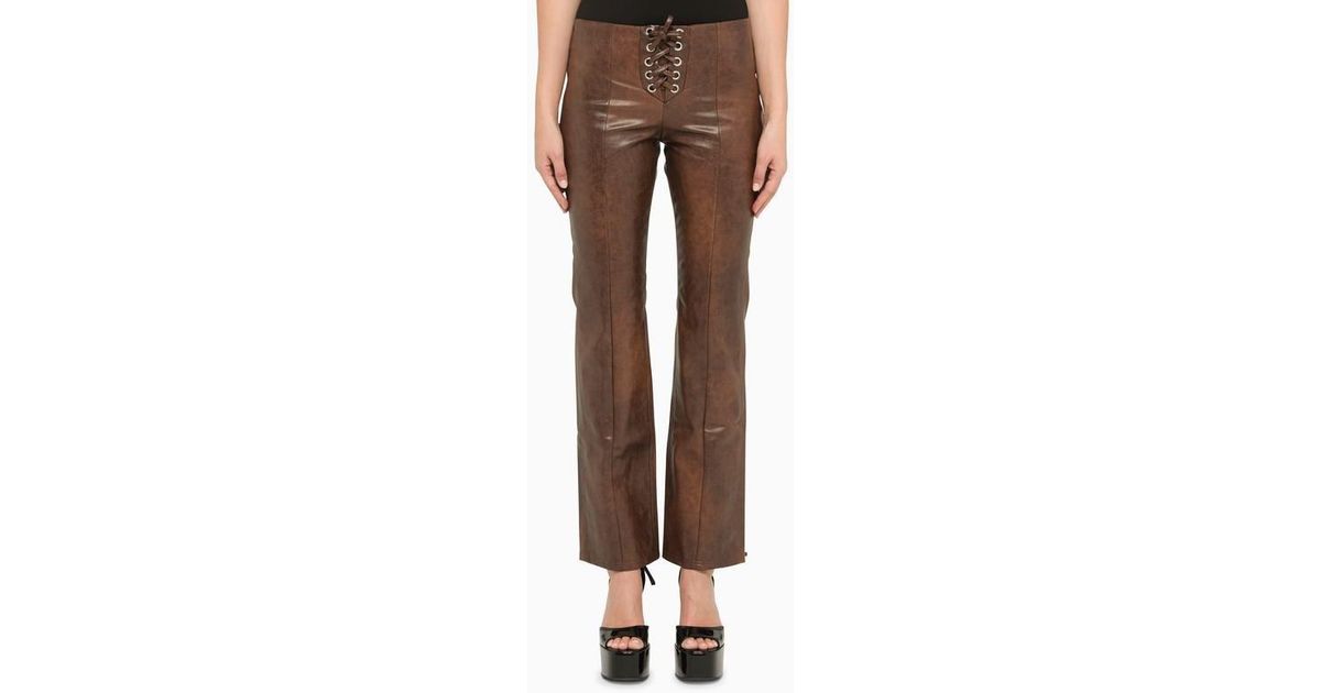 ROTATE BIRGER CHRISTENSEN Gradient Brown Faux Leather Trousers | Lyst