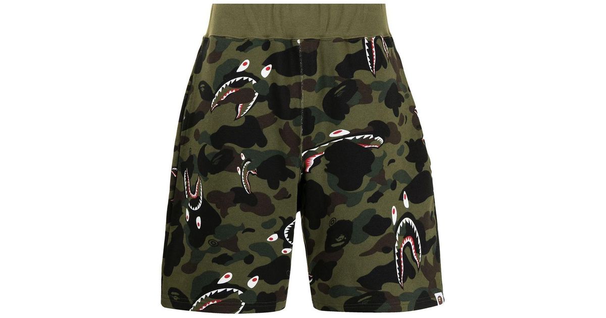 A Bathing Ape Shark 1st Camo Wide Shorts in Gray for Men | Lyst