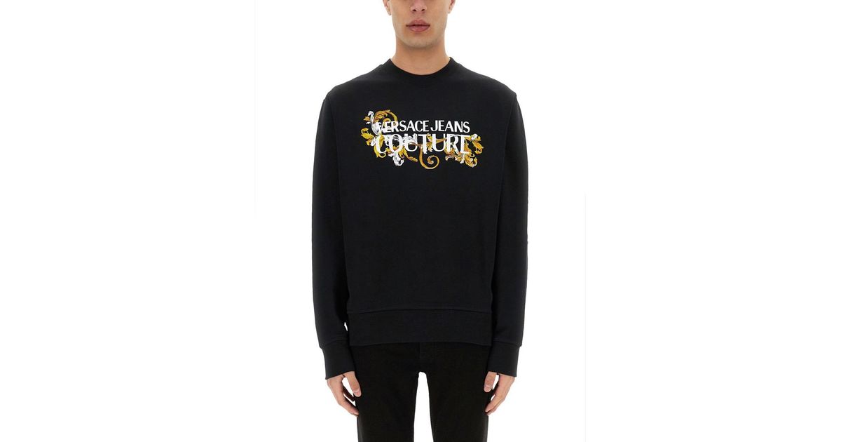 スウェット・トレーナー VERSACE JEANS COTTON SWEATSHIRT WITH BAROQUE OUTLINE LOGO Versace Jeans Couture Sweatshirt With Baroque Outline Logo