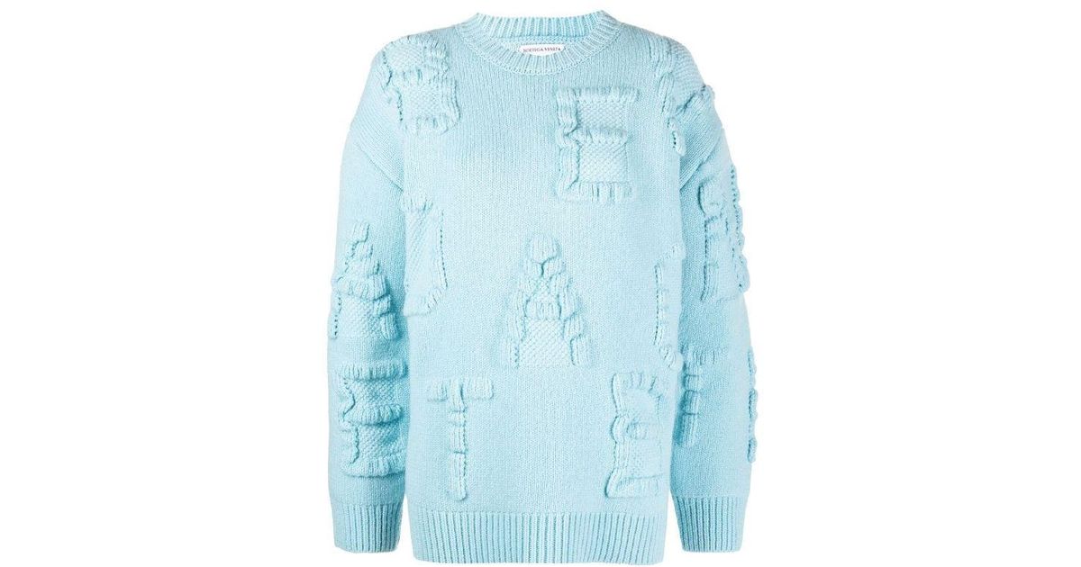 Bottega Embossed Letter Sweater in Blue Lyst Canada