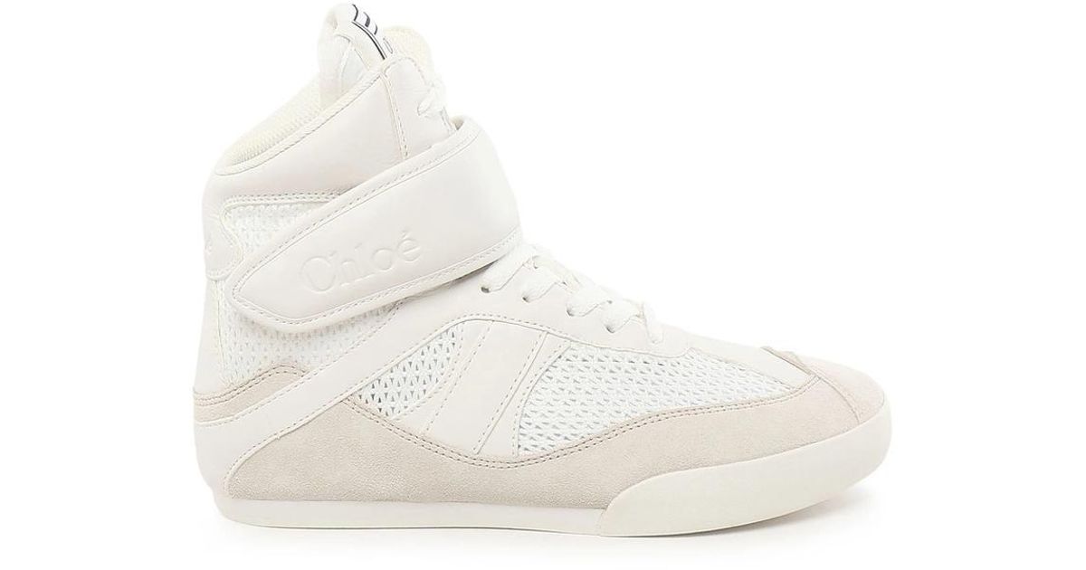 CHLOÉ 26S HIGH-TOP SNEAKERS IN WHITE CALFSKIN