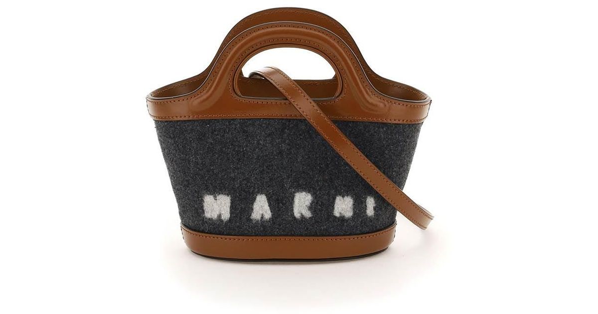 Marni Boiled Wool Micro Tropicalia Bucket Bag Lyst Canada