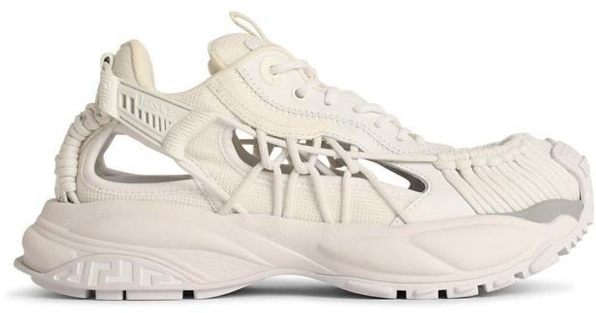 Versace 'Mercury' Leather Blend Sneakers in White for Men | Lyst