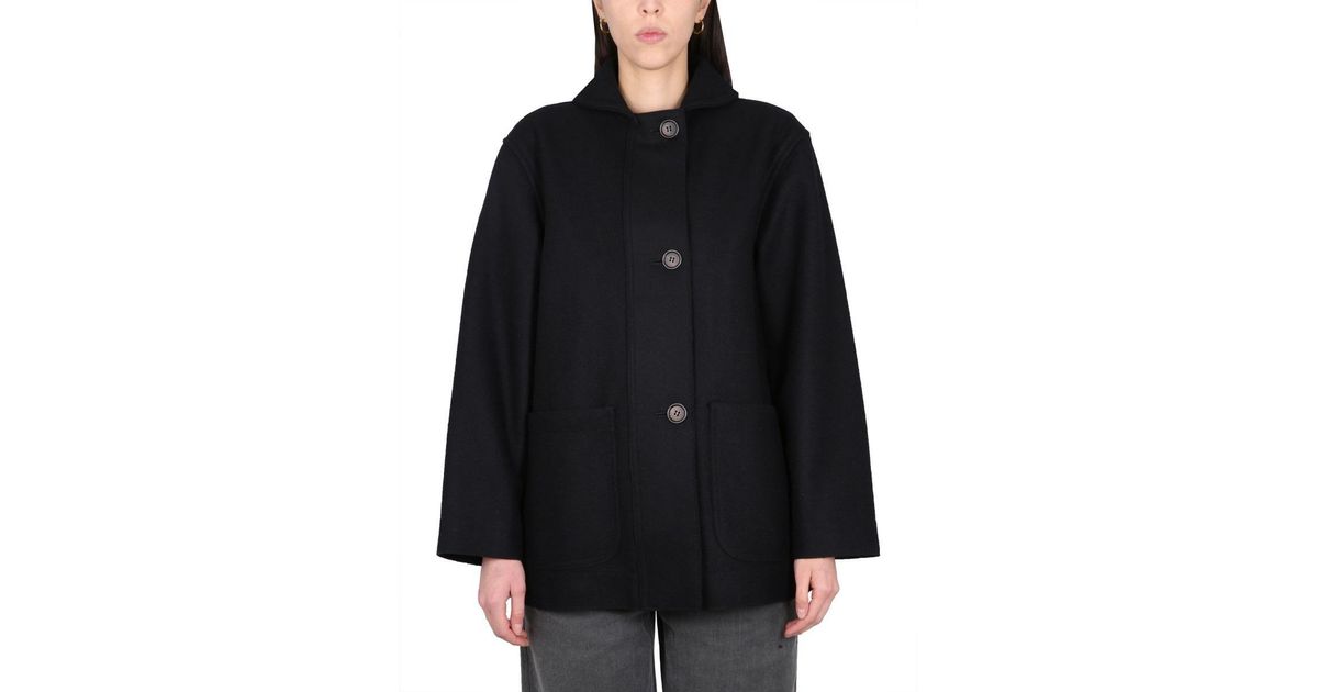 Margaret Howell Coat With Buttons in Black | Lyst